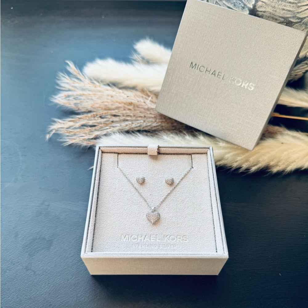 Michael Kors Sterling Silver Necklace & Earring Set